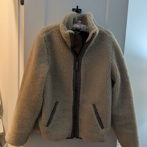 Faherty Ahbury High Pile Fleece Recycled Polyester Cream Sherpa Jacket. NWOT